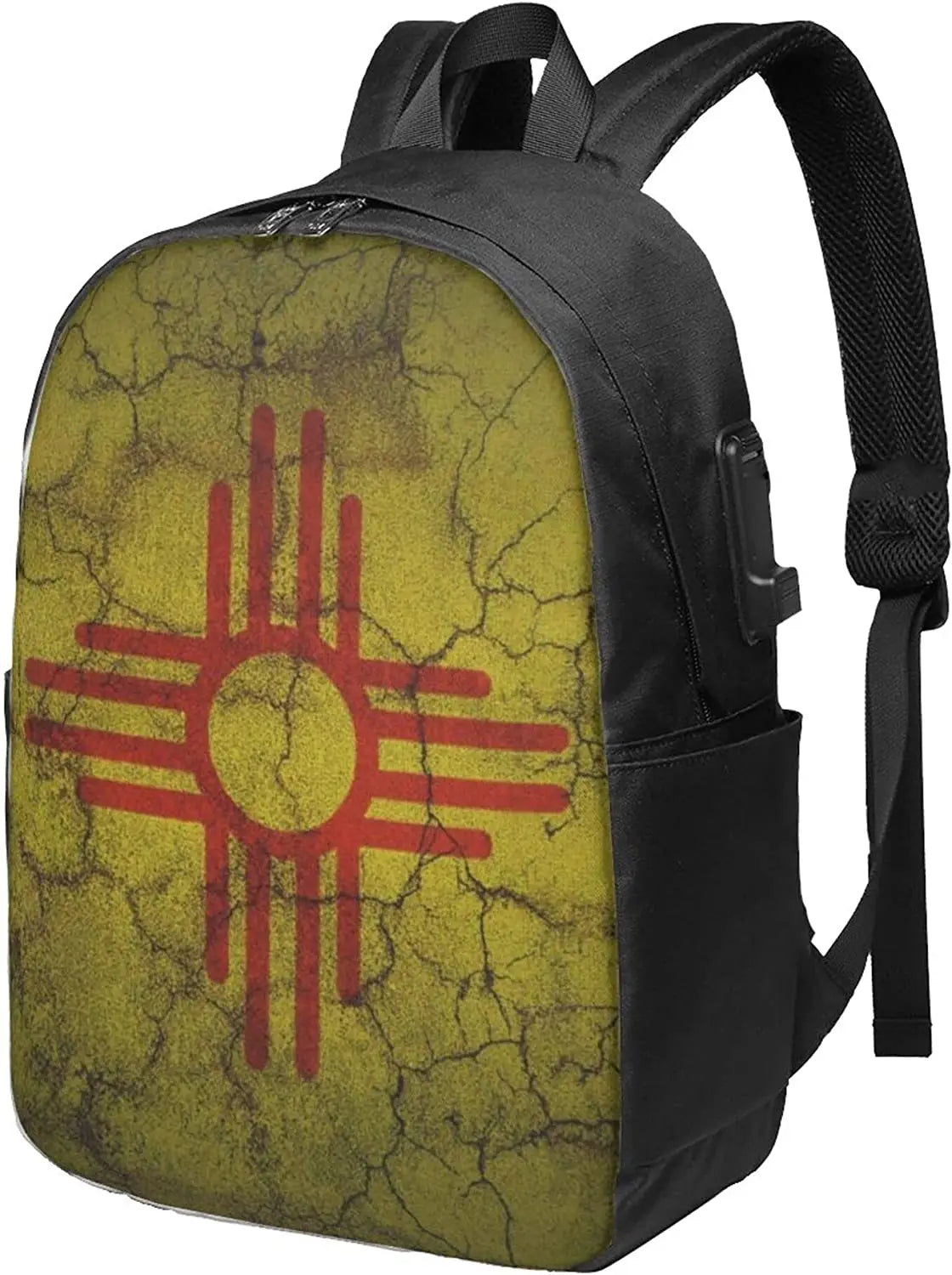 Mexico Flag Backpack Travel Laptop College Book Bag USB Port
