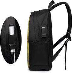 Mexico Flag Backpack Travel Laptop College Book Bag USB Port