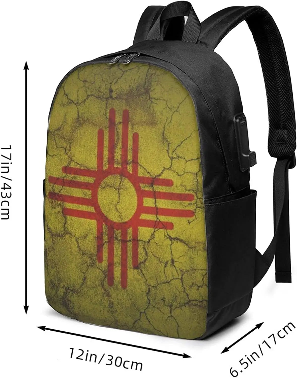 Mexico Flag Backpack Travel Laptop College Book Bag USB Port