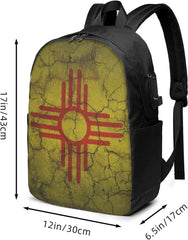 Mexico Flag Backpack Travel Laptop College Book Bag USB Port