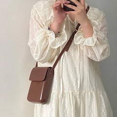 Flap Crossbody Bags Mini PU Leather Shoulder Purses Handbags Girls Ladies Solid
