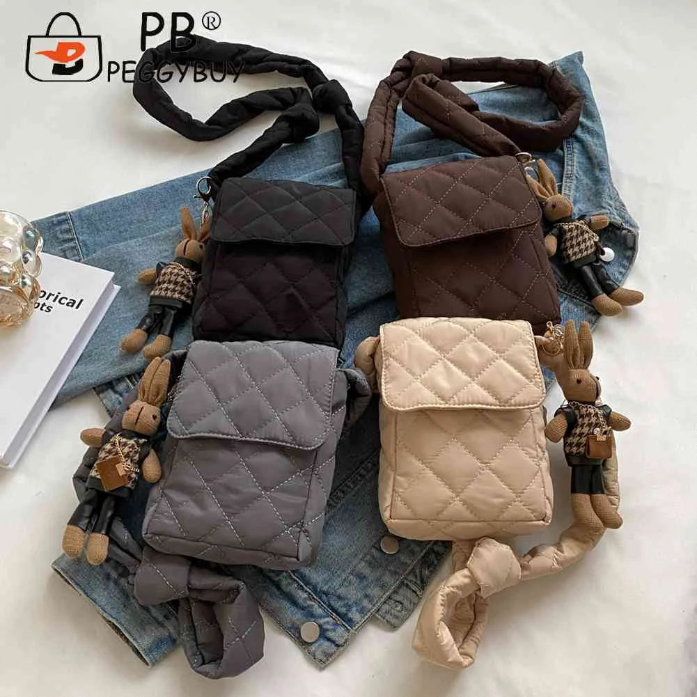 Rabbit Toys Mobile Phone Bag with Rhombic Lattice Ladies Wallet