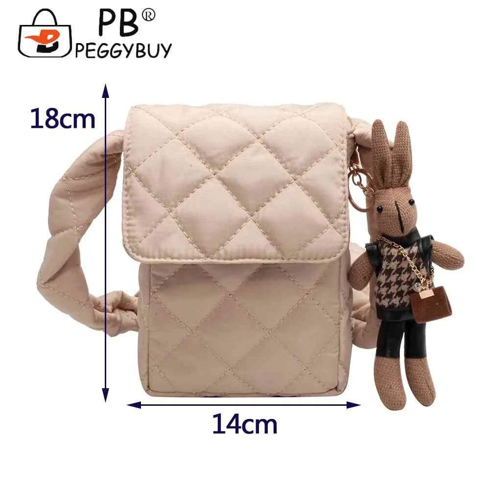 Rabbit Toys Mobile Phone Bag with Rhombic Lattice Ladies Wallet