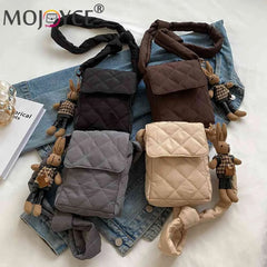Flap Mobile Phone Bag Rabbit Toys Women Crossbody Bags Soft Portable