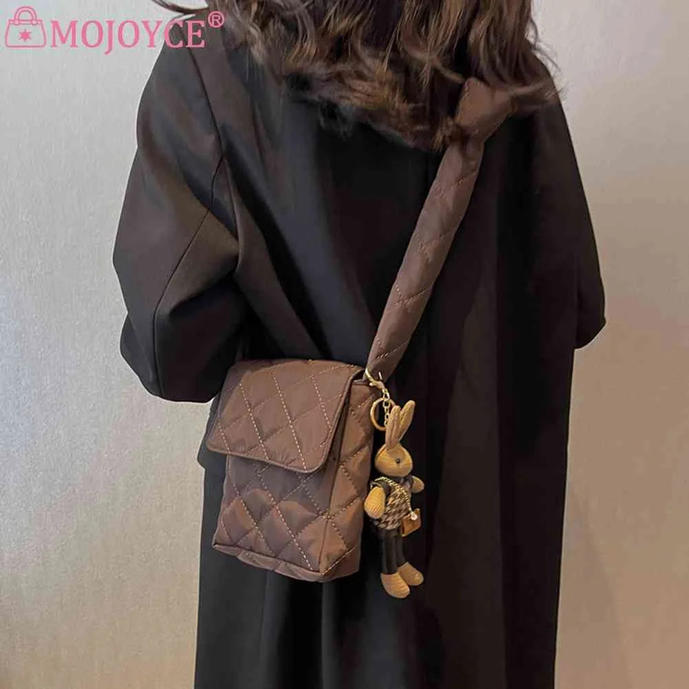 Flap Crossbody Bag with Rabbit Toys Rhombic Lattice Wallet for Weekend Vacation