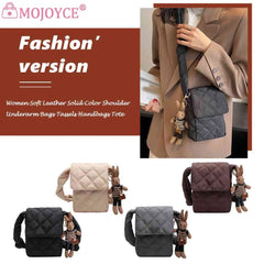 Flap Crossbody Bag with Rabbit Toys Rhombic Lattice Wallet for Weekend Vacation