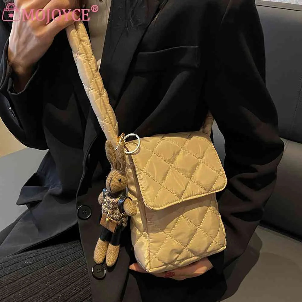 Flap Crossbody Bag with Rabbit Toys Rhombic Lattice Wallet for Weekend Vacation