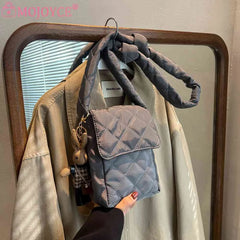 Flap Crossbody Bag with Rabbit Toys Rhombic Lattice Wallet for Weekend Vacation