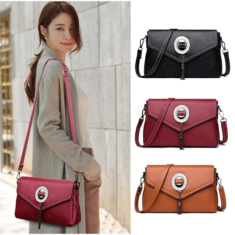 Flap Pocket Handbags Shoulder Bags For Ladies Soft Leather Bag Crossbody Bags