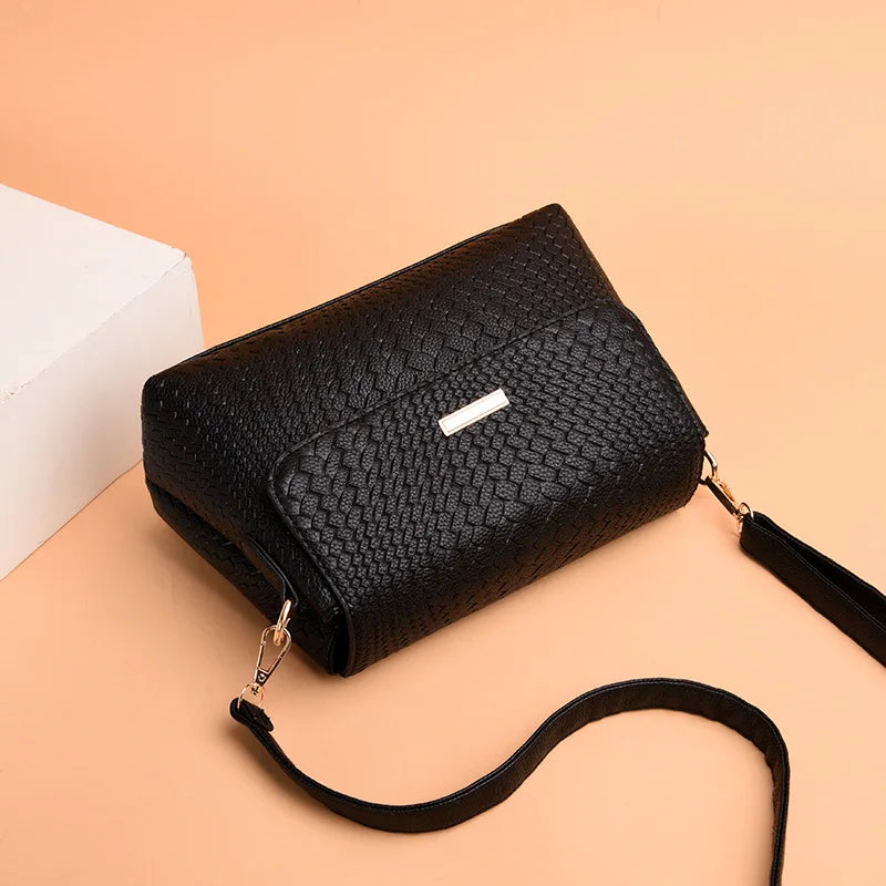 Small Soft Leather Bag Flap Pocket Handbags Shoulder Bags For Ladies