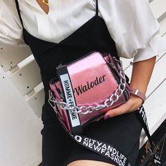 Flash Laser Women Shoulder Bag PU Messenger Crossbody Bucket