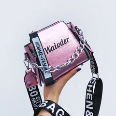 Flash Laser Women Shoulder Bag PU Messenger Crossbody Bucket