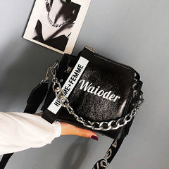 Flash Laser Women Shoulder Bag PU Messenger Crossbody Bucket