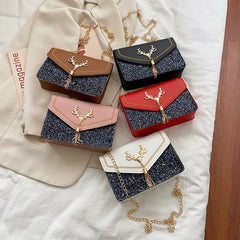 Fashionable Flash Tassel Small Square Bag Women Shoulder Messenger Handbag