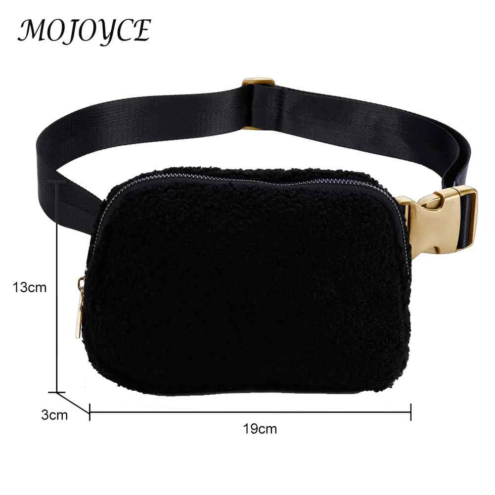 Plush Fleece Hip Bag with Zipper Pocket