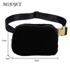 Plush Fleece Hip Bag with Zipper Pocket