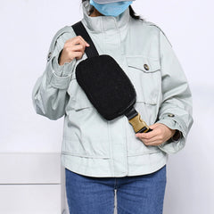 Plush Hip Bag with Zipper Pocket for Women