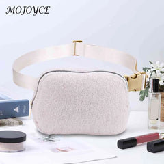 Plush Fleece Hip Bag with Zipper Pocket