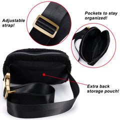 Plush Hip Bag with Zipper Pocket for Women