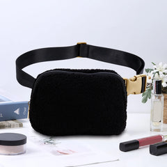 Plush Hip Bag with Zipper Pocket for Women