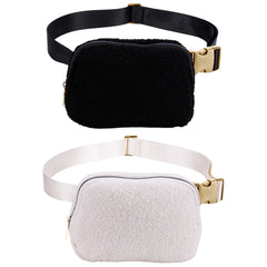 Plush Hip Bag with Zipper Pocket for Women