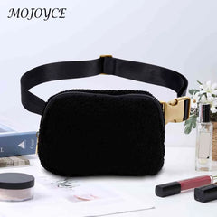 Plush Fleece Hip Bag with Zipper Pocket