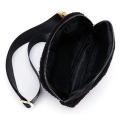 Plush Crossbody Bag with Zipper Pocket for Women