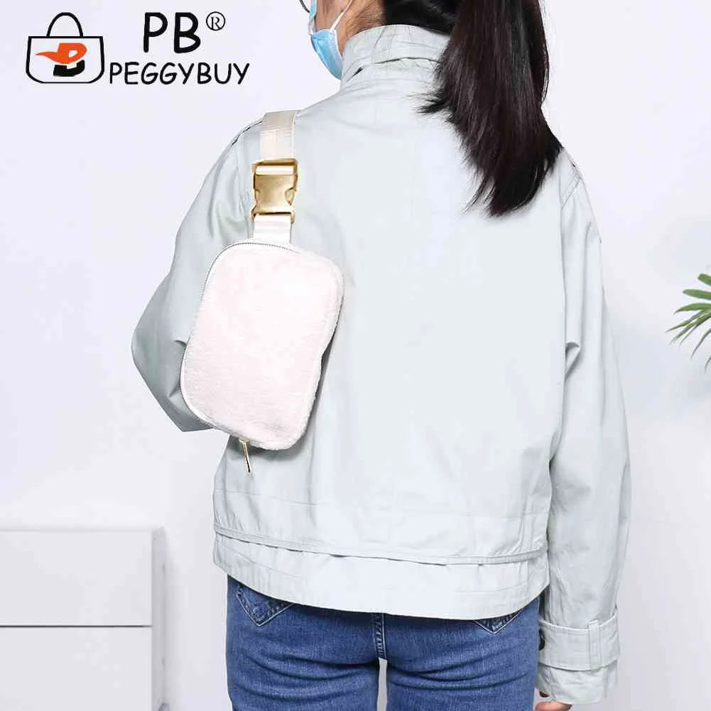Plush Shoulder Bag with Zipper Pocket for Women