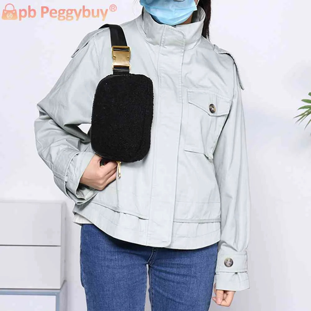 Plush Waist Bag Zipper Pocket Women Messenger Bag for Outdoor Sports