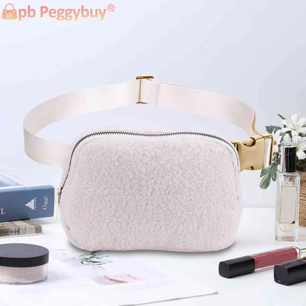 Plush Waist Bag Zipper Pocket Women Messenger Bag for Outdoor Sports
