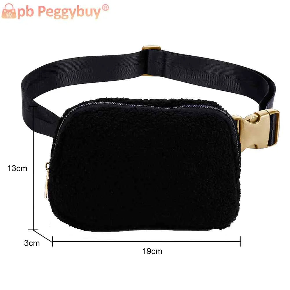 Plush Waist Bag Zipper Pocket Women Messenger Bag for Outdoor Sports