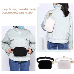 Plush Waist Bag Zipper Pocket Women Shoulder Bag for Outdoor Sports