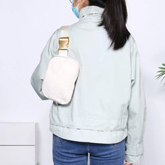 Fleece Waist Belt Bag Zipper Pocket Women Bum Hip Bag Solid Adjustable Strap
