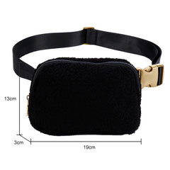 Fleece Waist Belt Bag Zipper Pocket Women Bum Hip Bag Solid Adjustable Strap