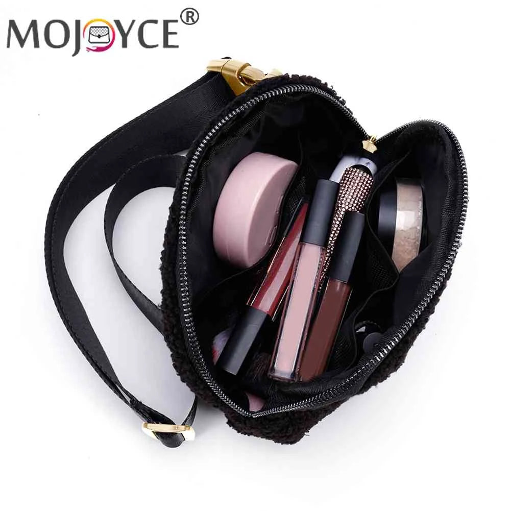 Plush Waist Belt Bag Zipper Pocket Women Bum Bag