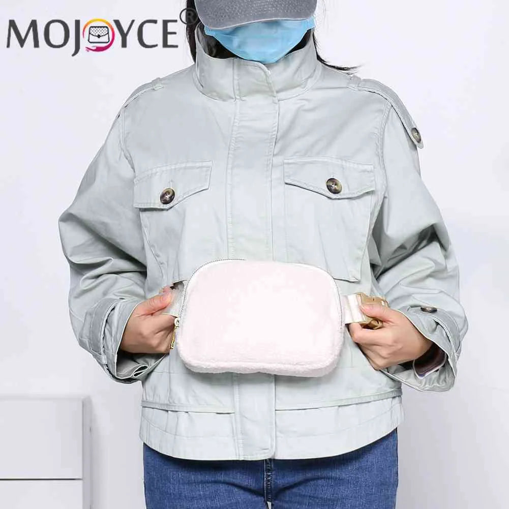 Plush Waist Belt Bag Zipper Pocket Women Bum Bag