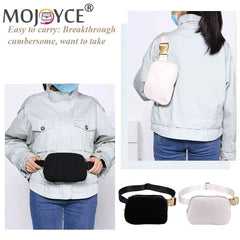 Plush Waist Belt Bag Zipper Pocket Women Bum Bag
