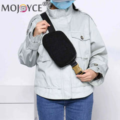 Plush Waist Belt Bag Zipper Pocket Women Bum Bag