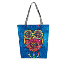 Floral & Owl Printed Women's Casual Tote - Daily Use Female Shopping Bag
