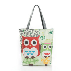 Floral & Owl Printed Women's Casual Tote - Daily Use Female Shopping Bag