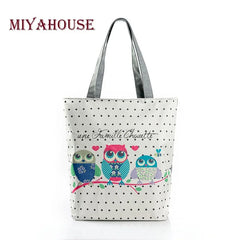 Floral & Owl Print Women's Casual Tote Bag for Daily Use & Shopping