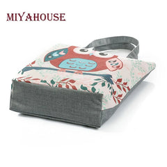 Floral & Owl Print Women's Casual Tote Bag for Daily Use & Shopping