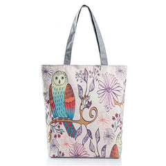 Floral & Owl Printed Women's Casual Tote - Daily Use Female Shopping Bag
