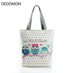 Floral & Owl Printed Women's Casual Tote - Daily Use Female Shopping Bag
