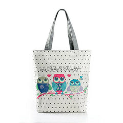 Floral & Owl Printed Women's Casual Tote - Daily Use Female Shopping Bag