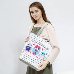 Floral & Owl Print Women's Casual Tote Bag for Daily Use & Shopping