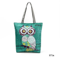 Floral & Owl Print Women's Casual Tote Bag for Daily Use & Shopping