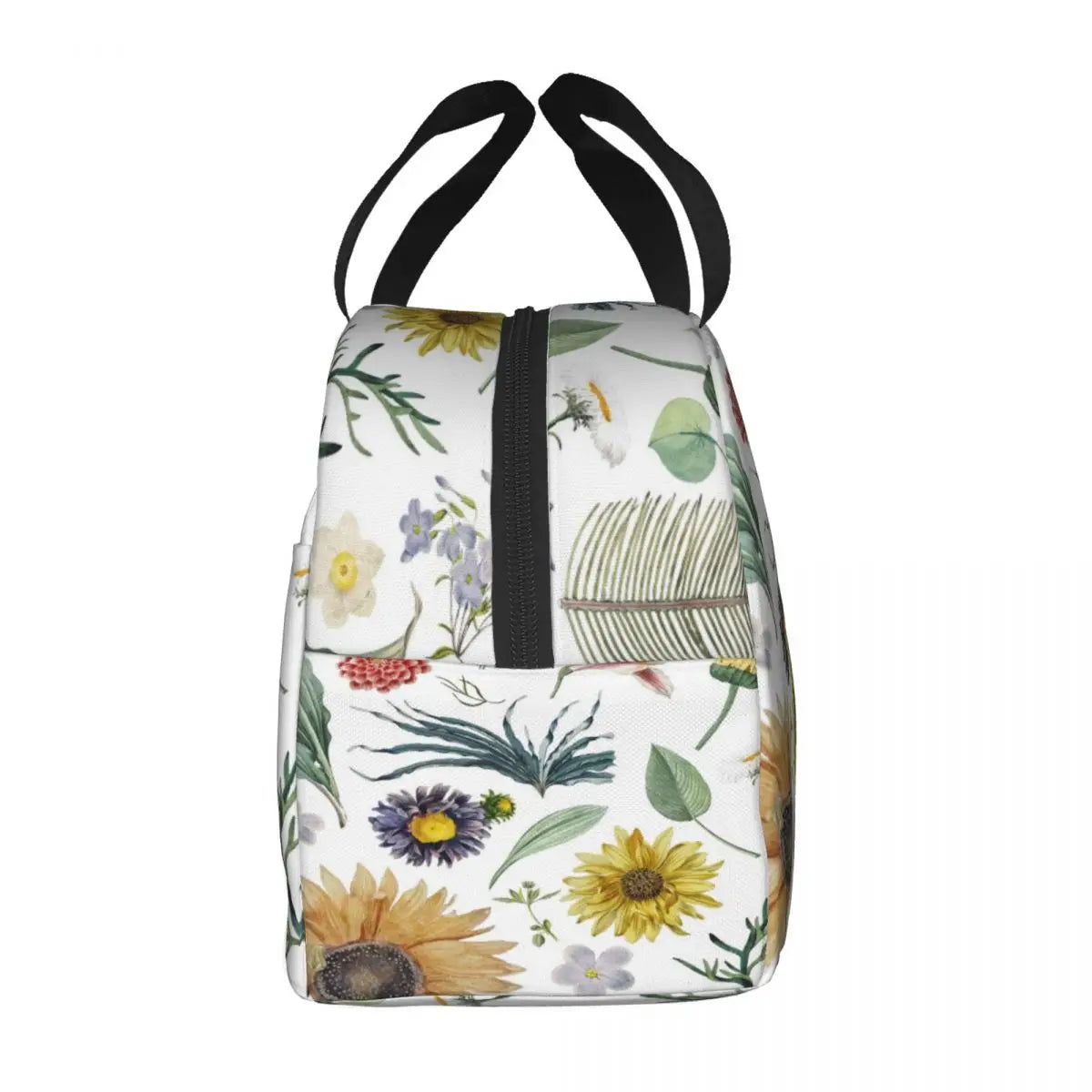 Floral Background Cooler Lunch Box Insulated Lunch Bag