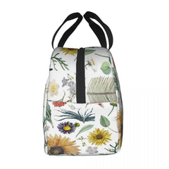Floral Background Cooler Lunch Box Insulated Lunch Bag