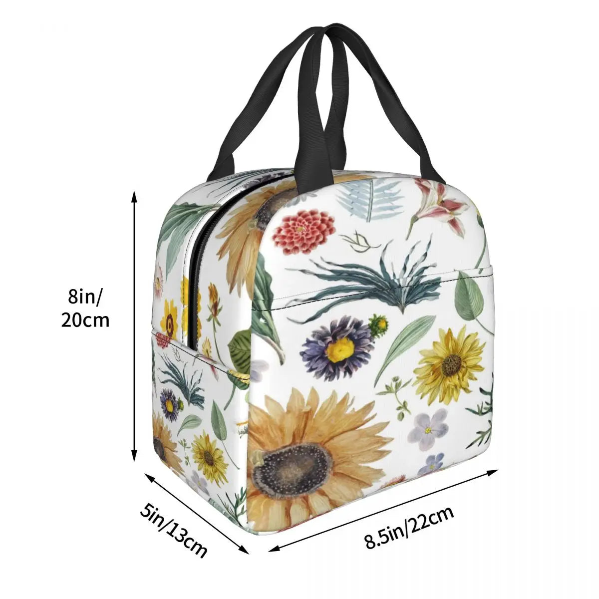 Floral Background Cooler Lunch Box Insulated Lunch Bag